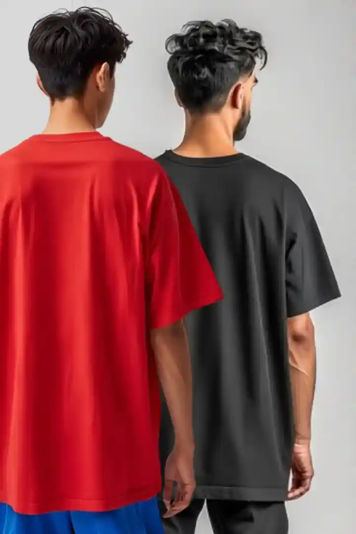 Hover view of Men's & Unisex Red & Black T-Shirt Combo Pack - ₹699