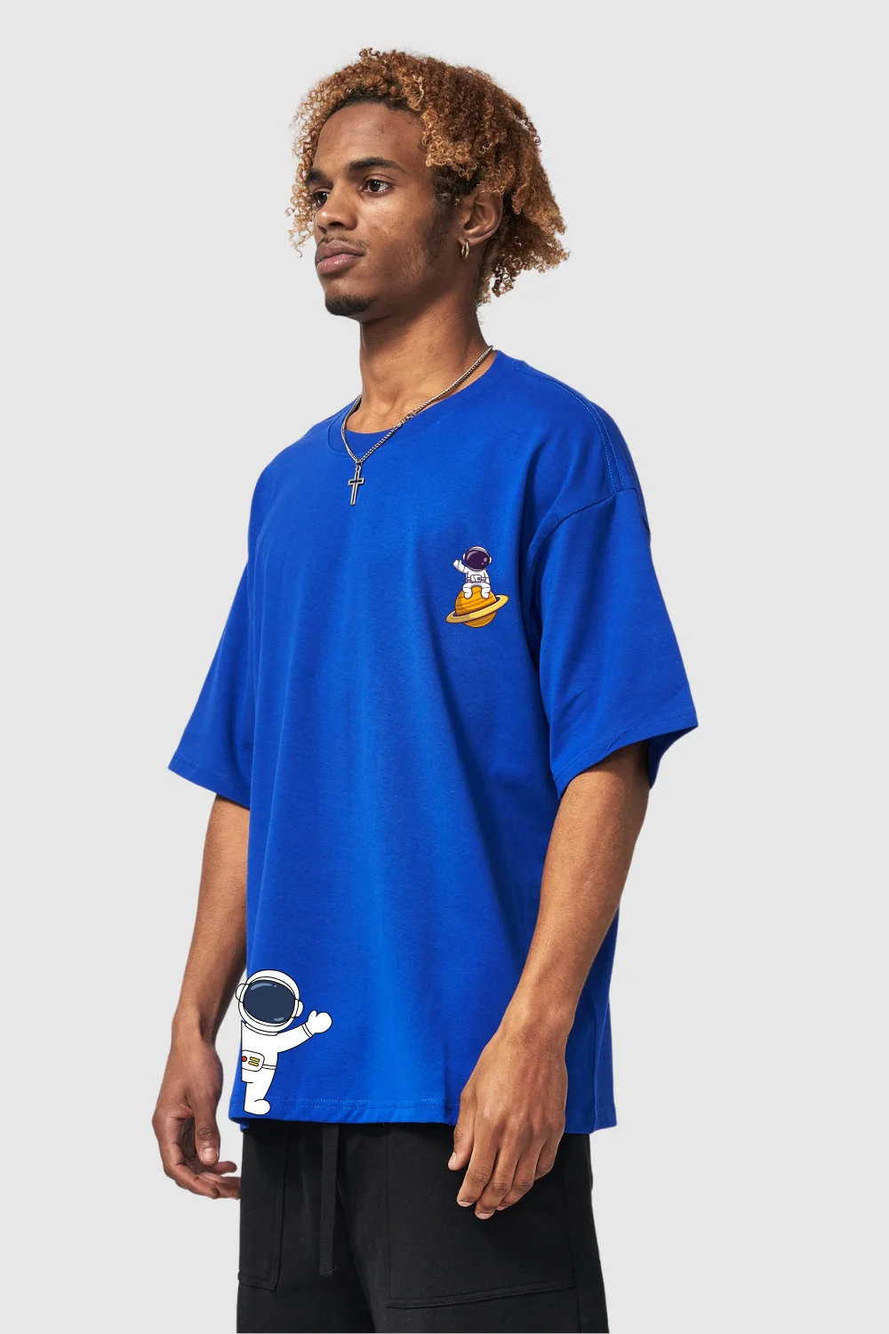 Front view of ALIEN Oversized T-Shirt for Men – 240 GSM Space Graphic