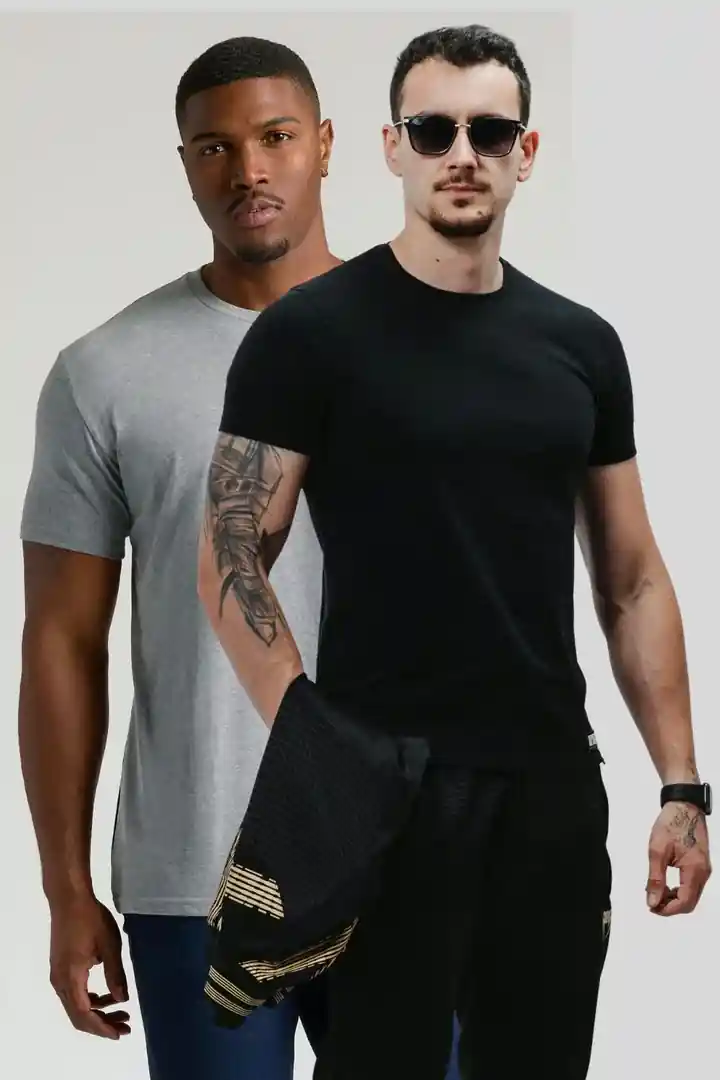 Front view of Modern Look Regular T-Shirt Combo (Black & Grey) – Men
