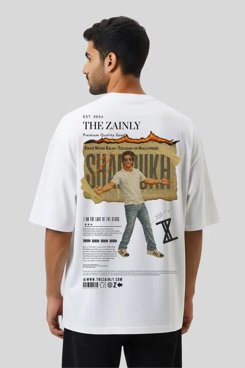 Hover view of The Zainly Shah Rukh Khan "King of Bollywood" Oversized T-Shirt for Men