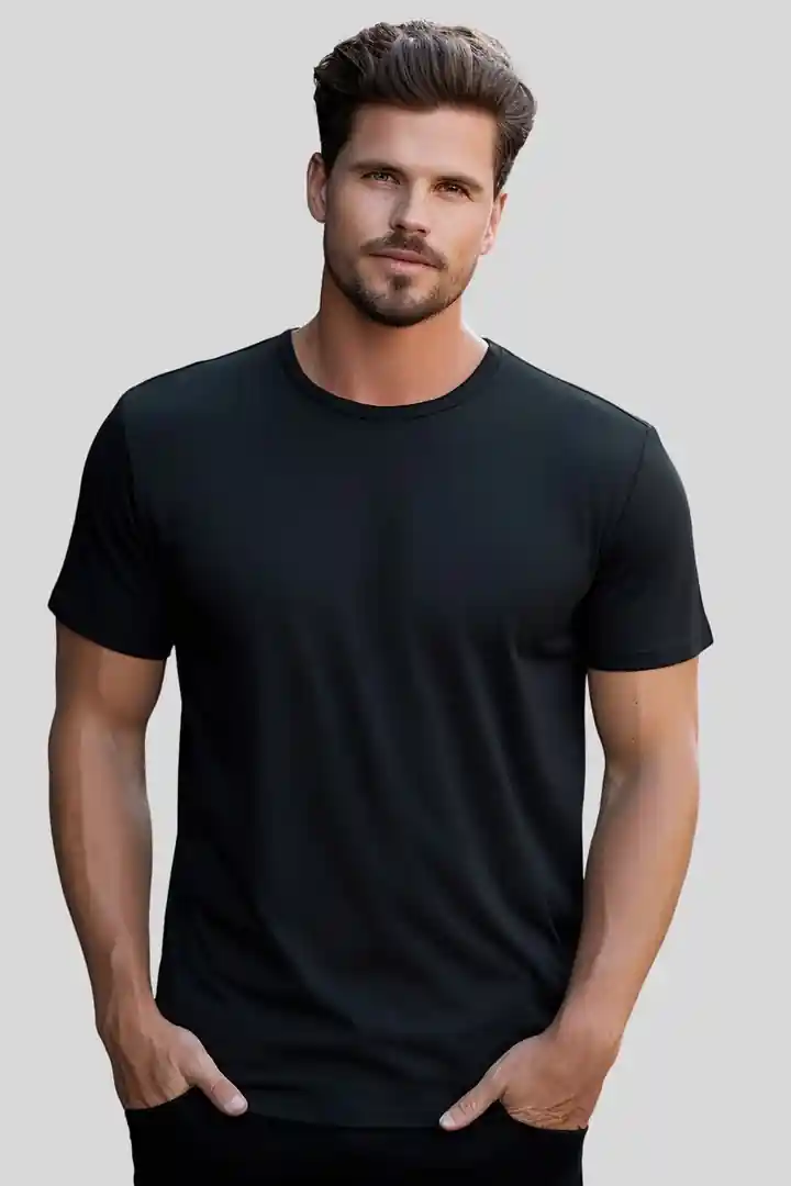 Hover view of Men's 5-Pack Regular Fit Black T-Shirt Combo - ₹999