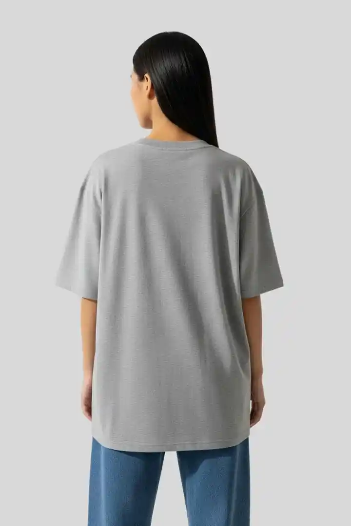 Hover view of Women's Oversized Plain Grey T-Shirt – 240 GSM Premium Cotton