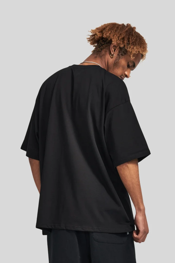 Hover view of Plain Black Oversized T-shirt for Men – Minimalist Streetwear | THE ZAINLY