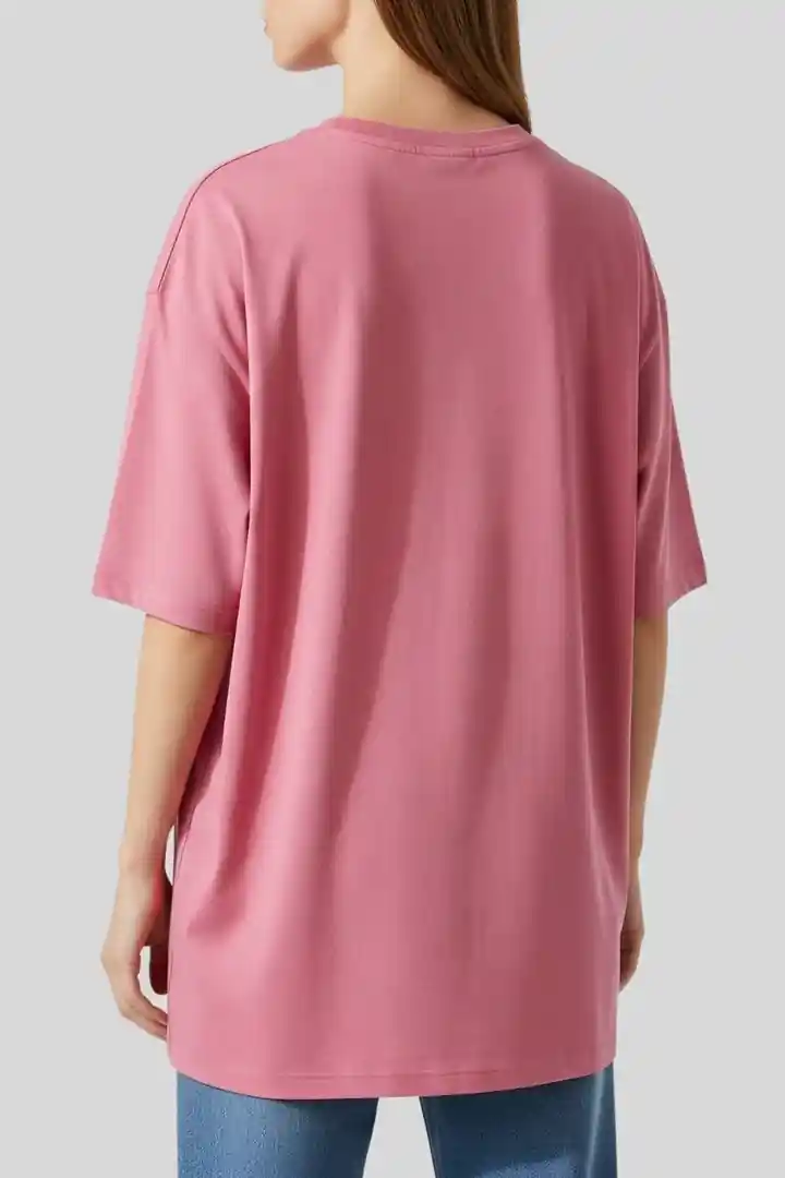Hover view of Women’s Plain Oversized T-Shirt – Pink | 240 GSM Cotton | THE ZAINLY