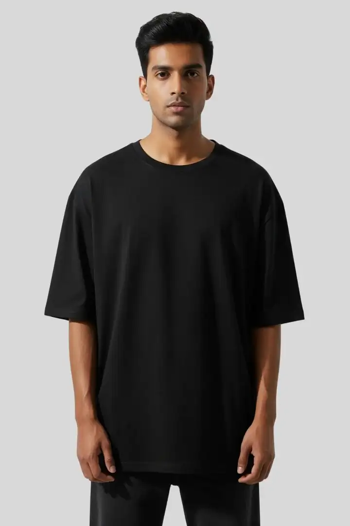 Hover view of Men's & Unisex Oversized Black T-Shirt Combo Pack (2-Pack) - ₹699