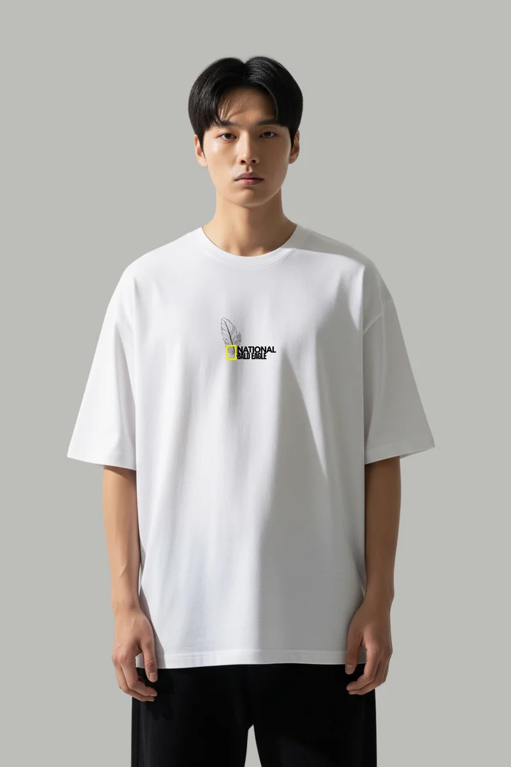 Hover view of "Fly High, Fear None" Bald Eagle Graphic Oversized Drop Shoulder Unisex T-Shirt