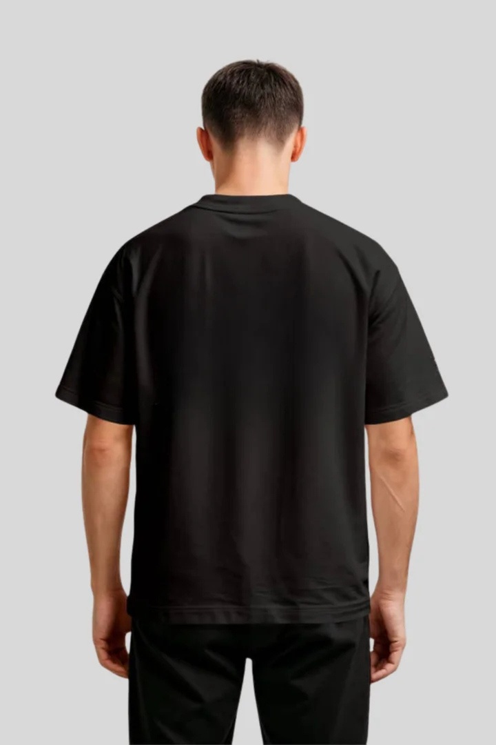 Hover view of Oversized Black T-Shirt for Men – London Calling Text Print