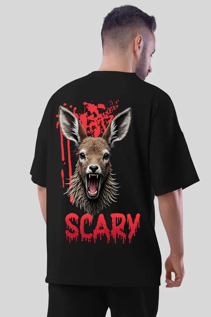 Hover view of Oversized T-shirt with Deer and Floral Print (Men's)