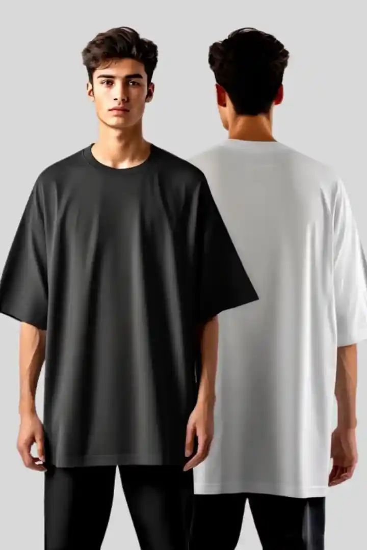 Hover view of Men's & Unisex Black & White T-Shirt Combo Pack - ₹699