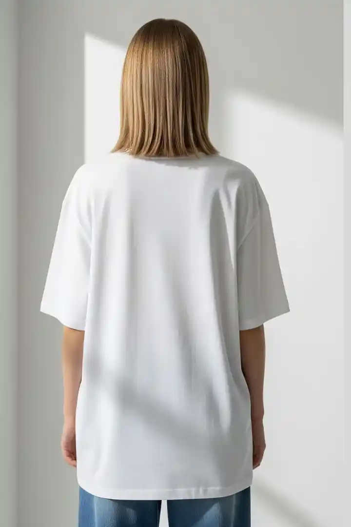 Hover view of Women’s Plain Oversized T-Shirt – White | 240 GSM Cotton | THE ZAINLY